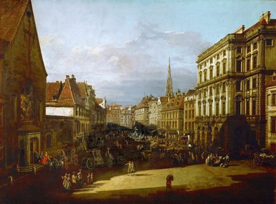 Gezicht op Wenen, Mehlmarkt gezien vanuit zuidwest naar noordoost door Bernardo Bellotto